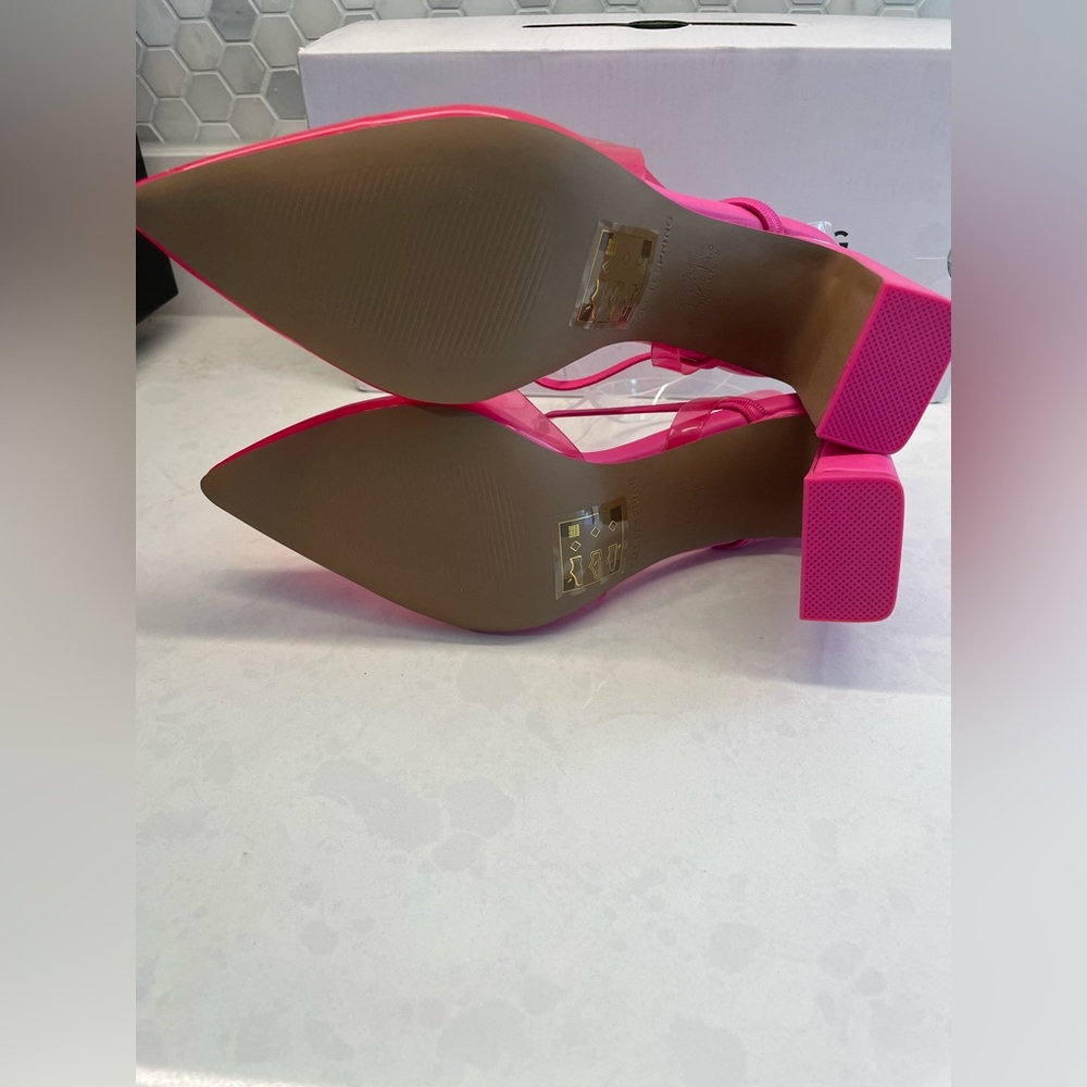 Call it Spring Barbie Hot Pink Slingback‎ 3 inch Block Pump Heel Women's 7 - Picture 7 of 11